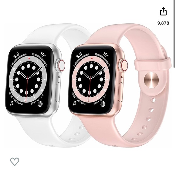 NWT 2 Pack Sport Band Apple Watch (Pink Sand/White, 49mm 45mm 44mm 42mm) - Picture 2 of 6